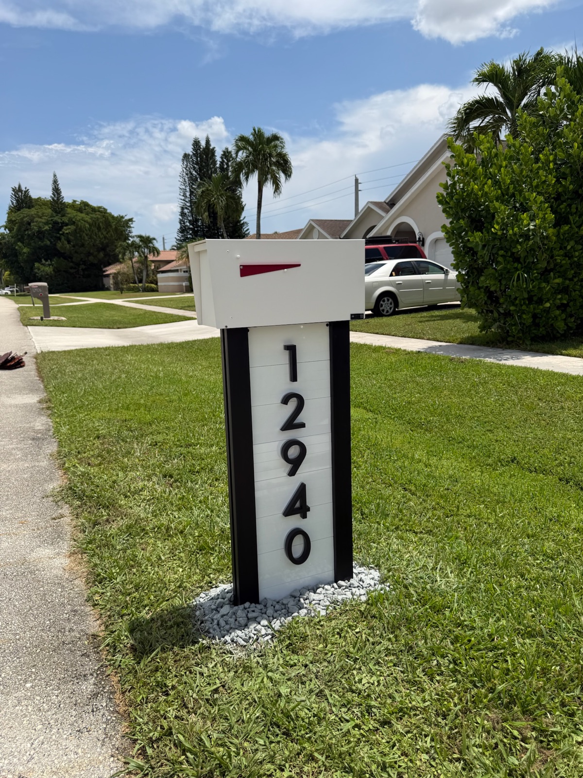 A design mockup of a custom coastal mailbox approved before the build begins