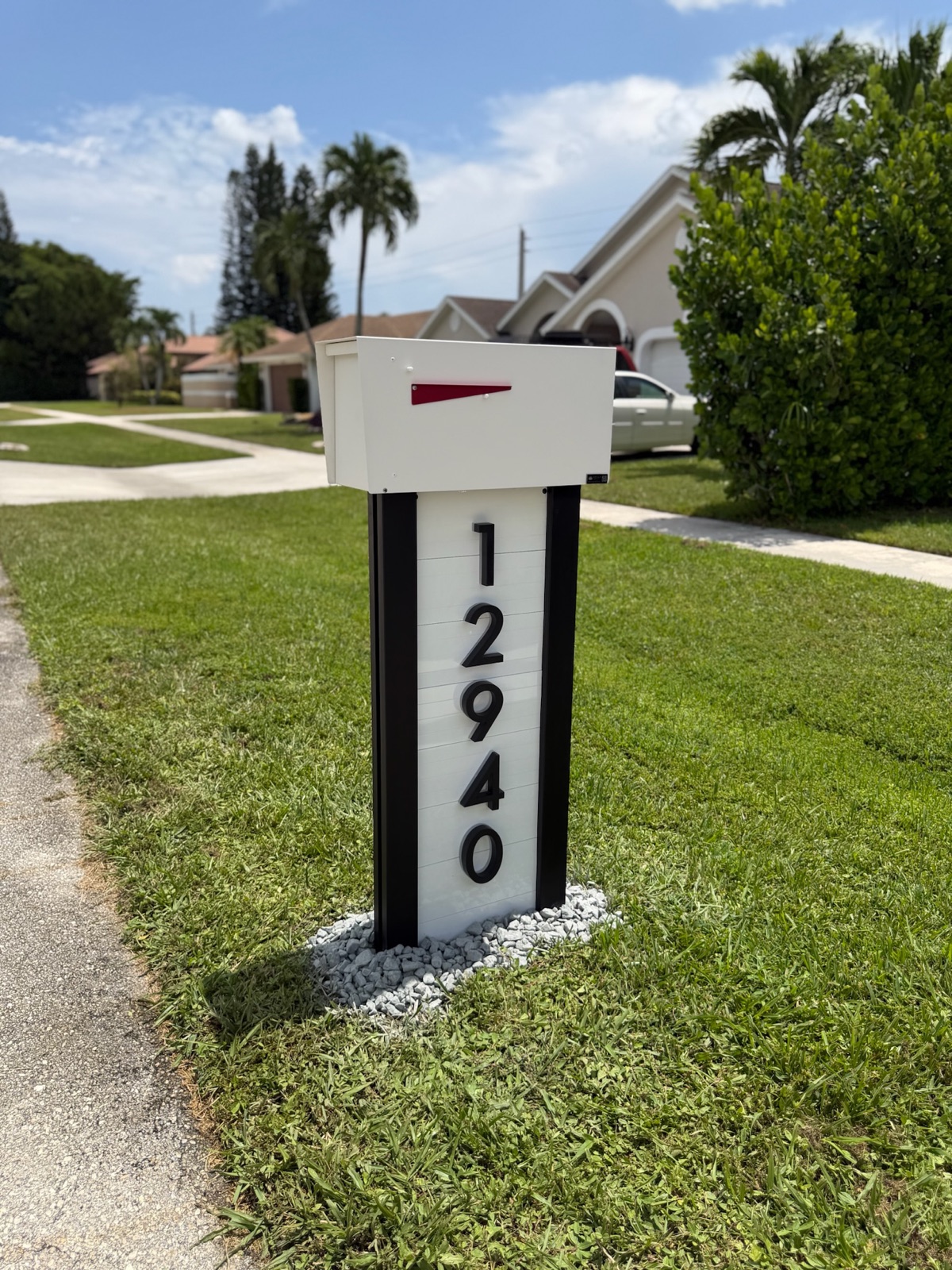 A design mockup of a custom mailbox approved before building